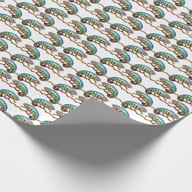 Little Panther Chameleon Lizards Wrapping Paper (Corner)