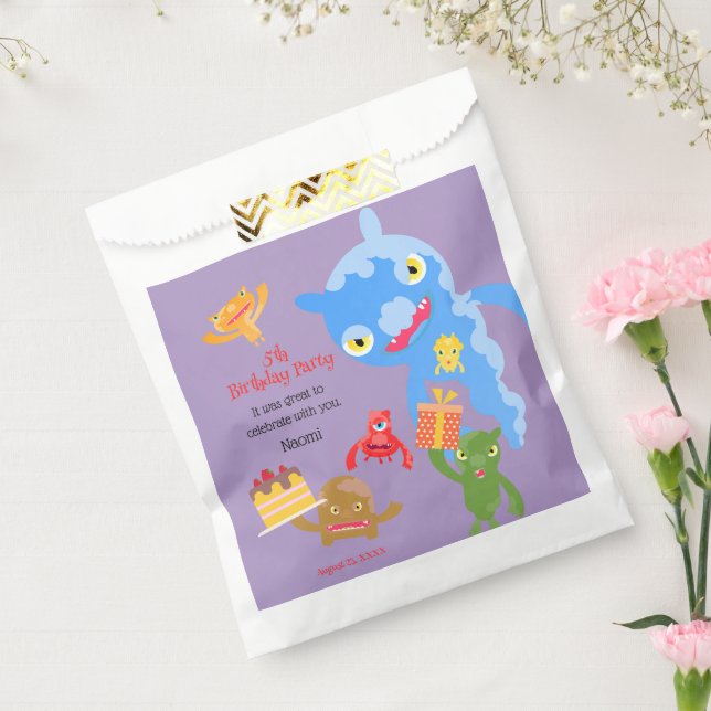 Little Party Monster and confetti Birthday Party Favour Bags (Sealed)