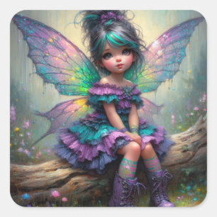 Little pastel themed fairy square sticker