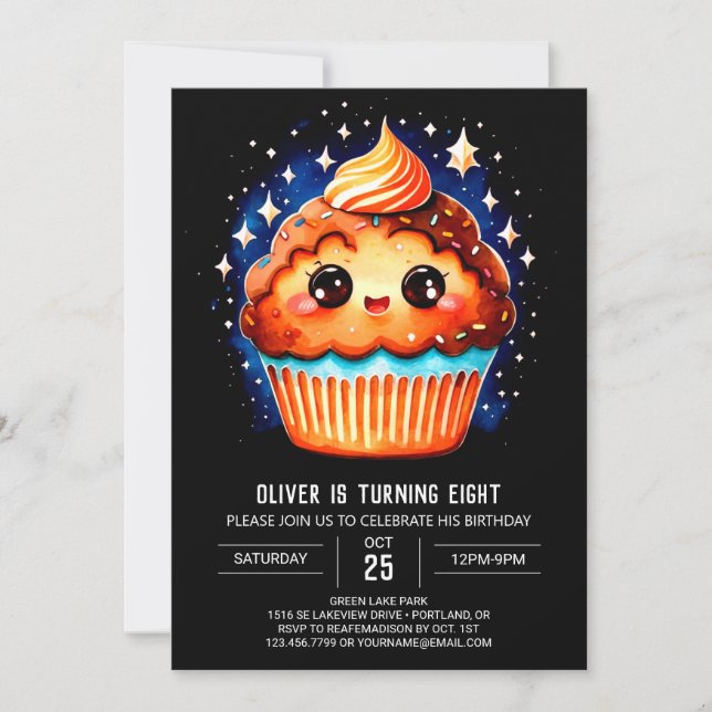 Little Pastry Muffin Birthday Invitation (Front)