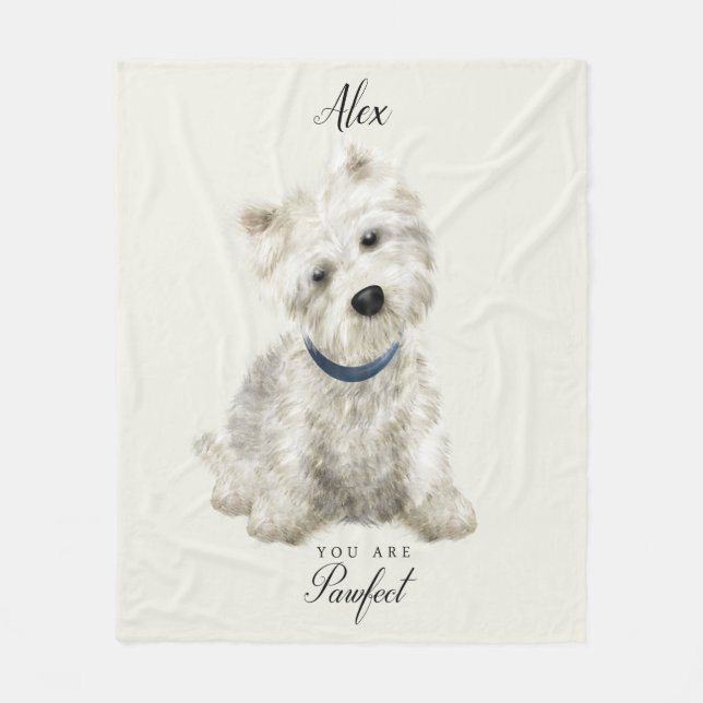Little Pawfect Westie Fleece Blanket (Front)