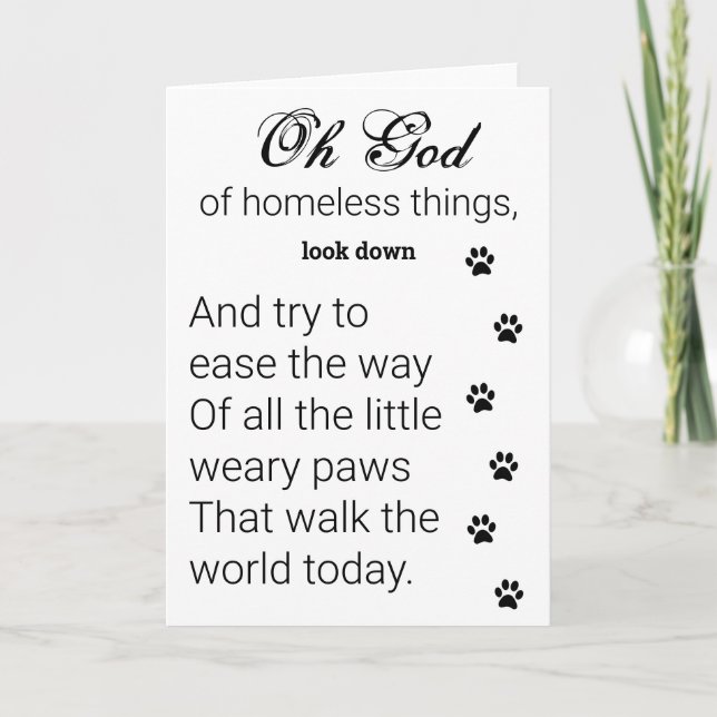 Little Paws Prayer for Homeless Dogs & Cats Card (Front)