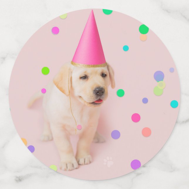 Little Paws Yellow Lab puppy pink birthday Confetti (Large Front)