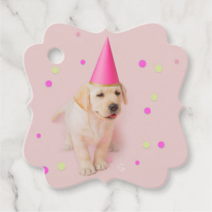 Little Paws Yellow Lab puppy pink birthday Favour Tags