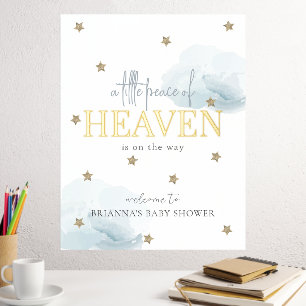 Little Peace Heaven Blue Boy Baby Shower Welcome Foil Prints