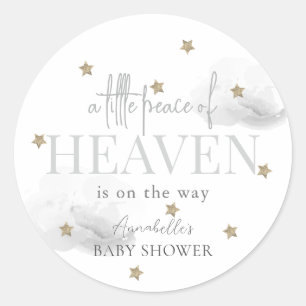 Little Peace of Heaven Grey Baby Shower Classic Round Sticker