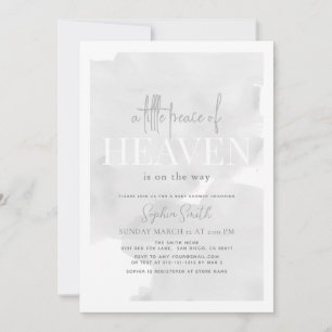 Little Peace of Heaven Grey Sky Baby Shower Invitation