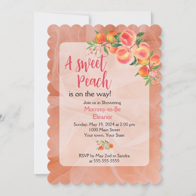 Little Peach Baby Shower Invitations (Front)