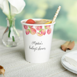 Little peach baby shower  paper cups