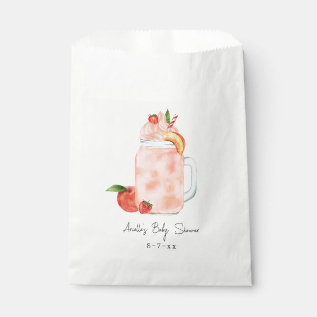 Little Peach Fruit Smoothie Girl Baby Shower Favour Bags (Front)