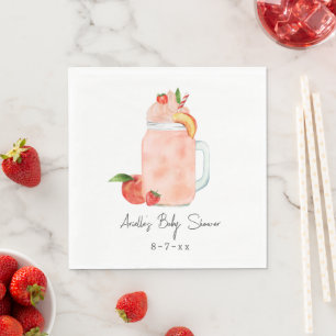Little Peach Fruit Smoothie Girl Baby Shower Napkin