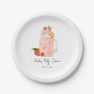 Little Peach Fruit Smoothie Girl Baby Shower Paper Plate