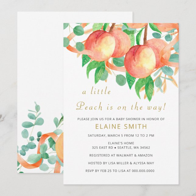 Little Peach Gender Neutral Baby Shower Invitation (Front/Back)