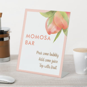 Little Peach Girl Baby Shower Momosa Bar Pedestal Sign