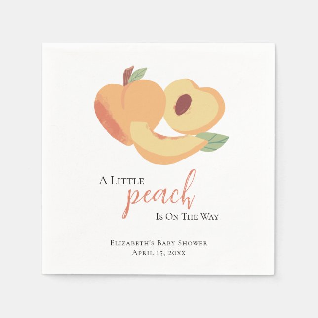 Little Peach is on the Way Baby Shower Cute Napkin (Front)