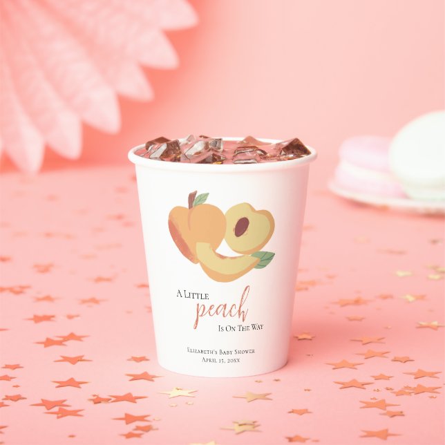 Little Peach is on the Way Baby Shower Cute Paper Cups (Insitu)
