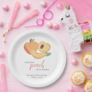 Little Peach is on the Way Baby Shower Cute Paper Plate