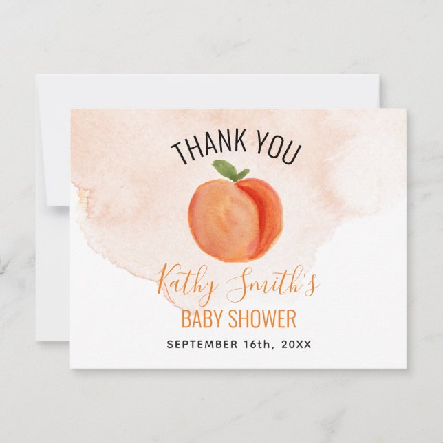 Little Peach Summer Citrus Thank You Card (Front)