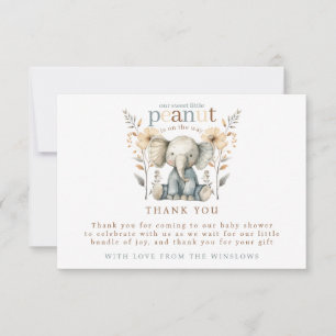 Little Peanut Baby Elephant Baby Shower Thank You Card
