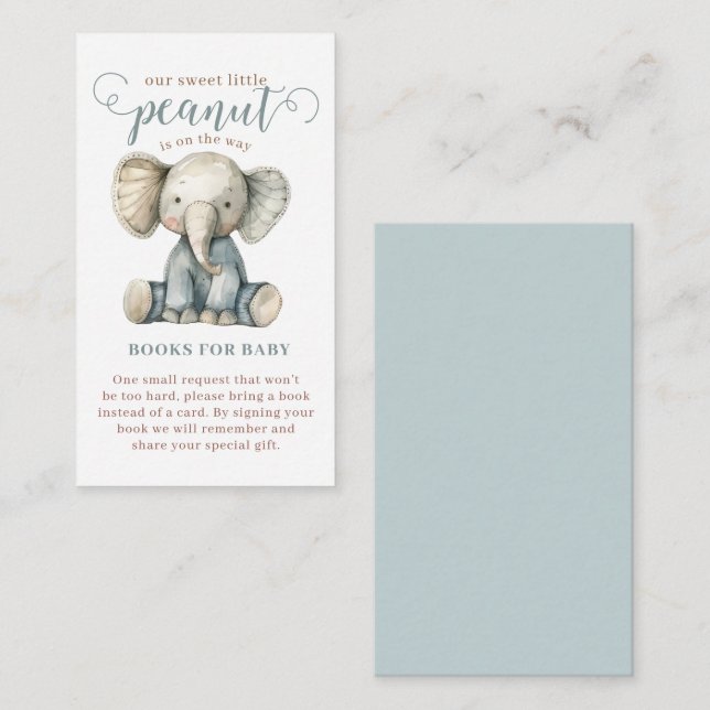 Little Peanut Baby Elephant Blue Books For Baby Enclosure Card (Front/Back)
