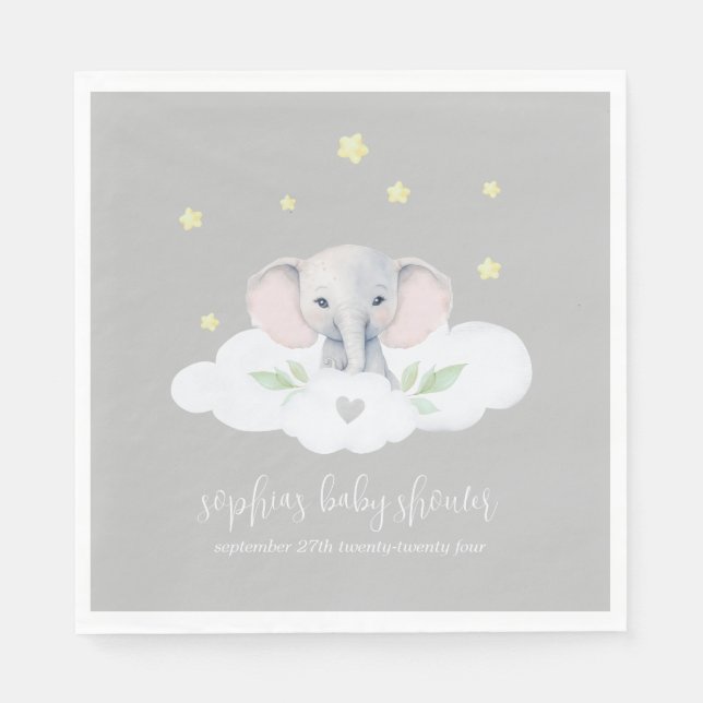 Little Peanut Baby Shower Elephant Napkins (Front)