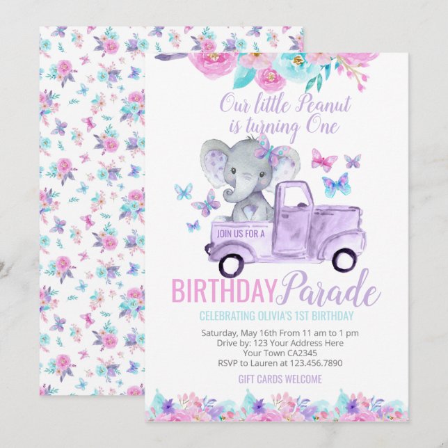 Little Peanut Birthday Parade Invitation (Front/Back)