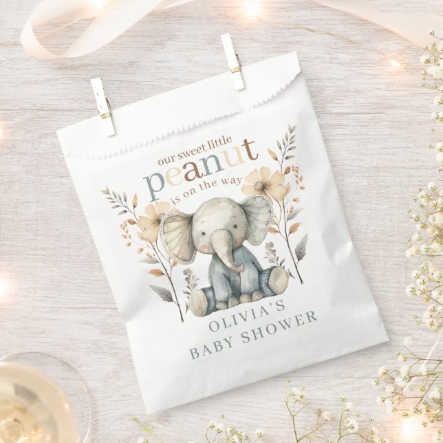 Little Peanut Blue Baby Elephant Baby Shower  Favour Bags (Clipped)