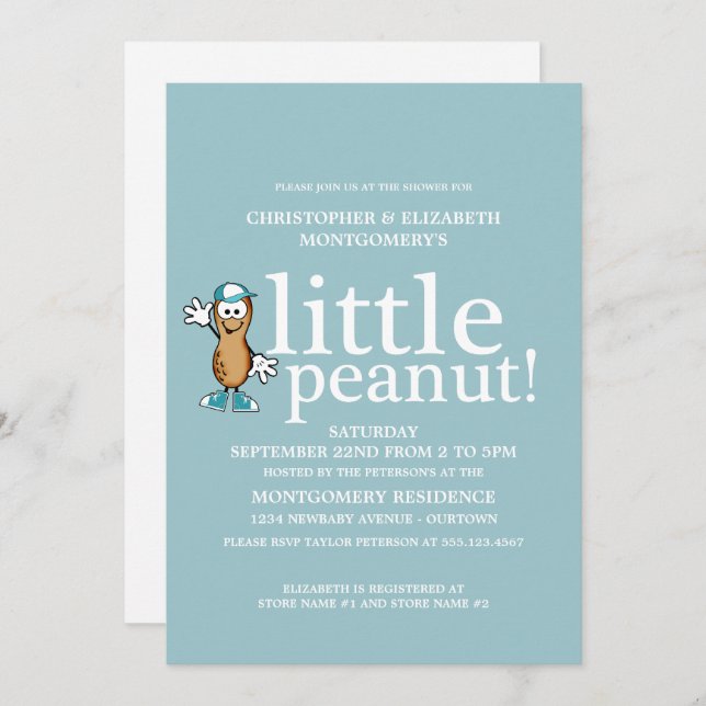 Little Peanut (Blue) Baby Shower Invitation (Front/Back)