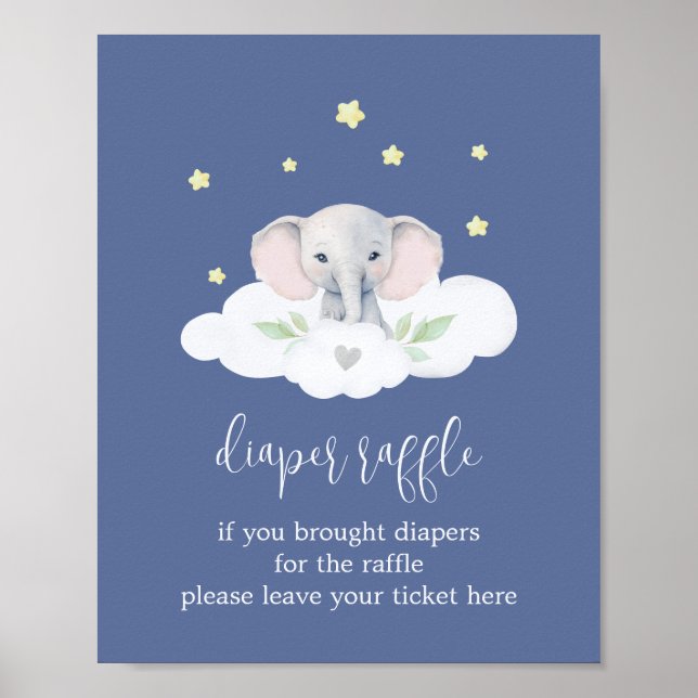 Little Peanut Blue Boy Baby Shower Diaper Raffle Poster (Front)