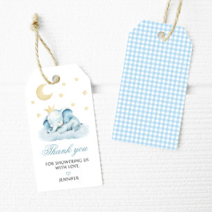 Little Peanut Blue Elephant Baby Shower Thank You Gift Tags