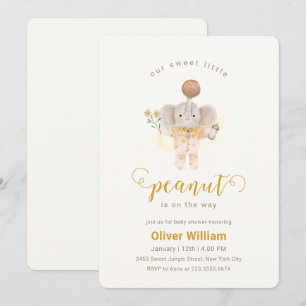 Little Peanut Boho Pajamas Elephant Baby Shower Invitation