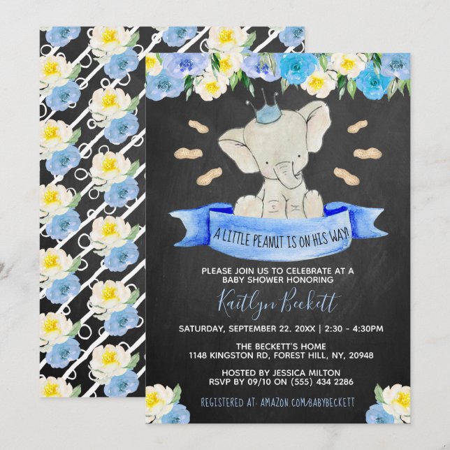 Little Peanut Boys Baby Shower Invitation (Front/Back)