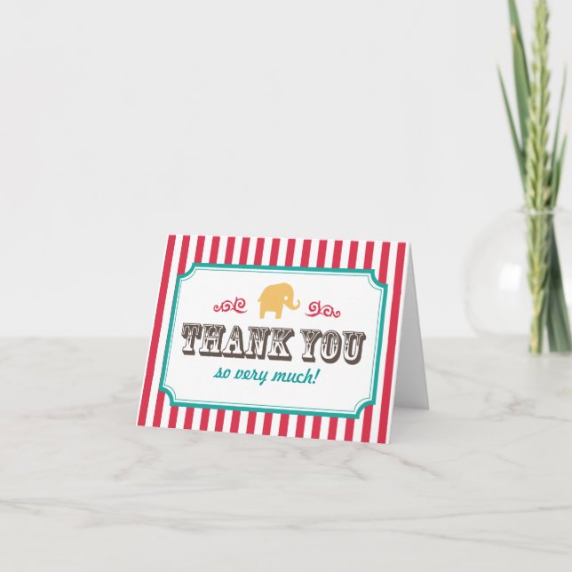 Little Peanut Circus Baby Shower Thank You Card (Front)