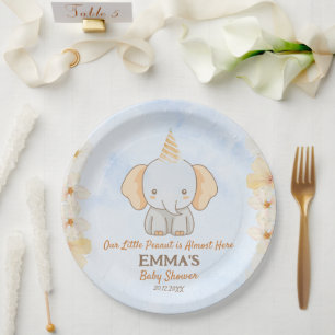 Little Peanut Dreams – Elephant Baby Shower Paper Plate