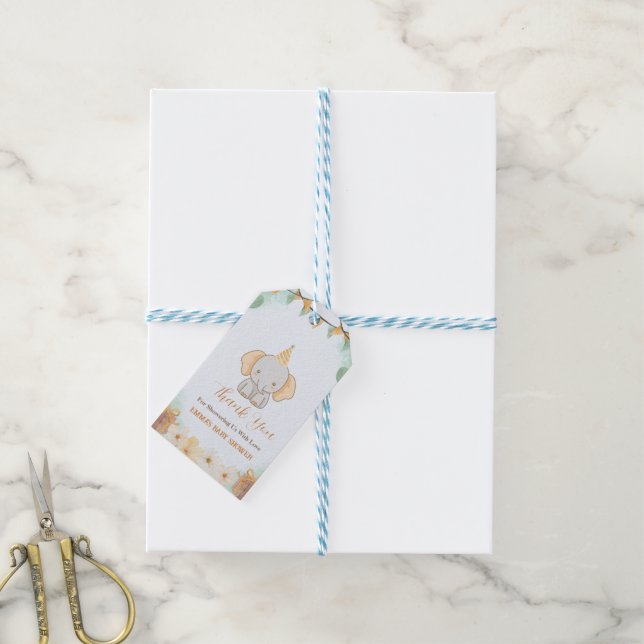 Little Peanut Dreams Elephant  Gift Tags (With Twine)