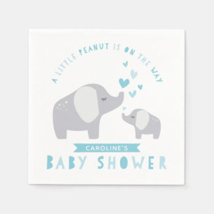 Little Peanut Elephant Baby Shower Blue Napkin