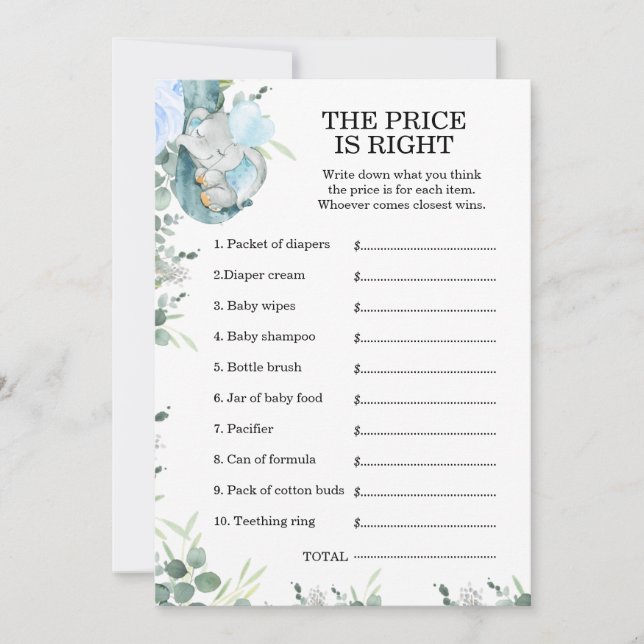 Little Peanut Elephant Baby Shower Game Invitation (Front)