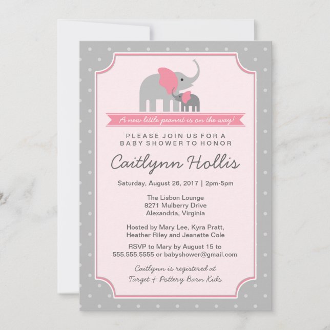 Little Peanut Elephant Baby Shower Invitation (Front)