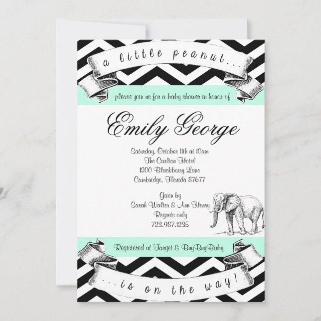 Little Peanut Elephant Baby Shower Invitation (Front)