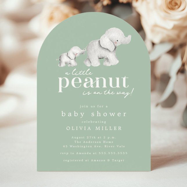 Little Peanut Elephant Baby Shower Invitation (Creator Uploaded)