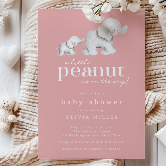 Little Peanut Elephant Baby Shower Invitation (Creator Uploaded)