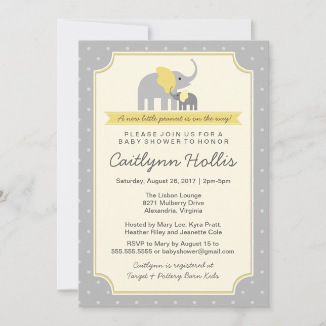 Little Peanut Elephant Baby Shower Invitation (Front)