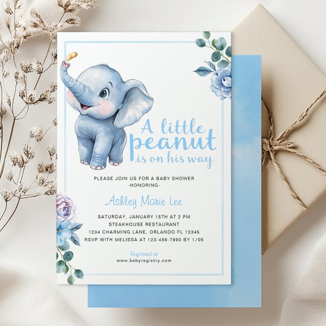 Little Peanut Elephant Baby Shower Invitation – Cu (Little Peanut Baby Shower Invite)