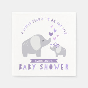 Little Peanut Elephant   Baby Shower   Purple Napkin