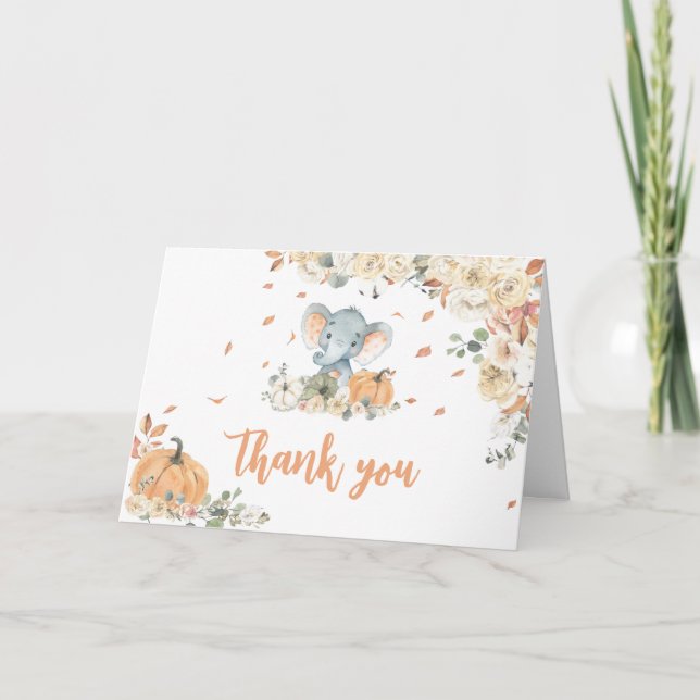 Little Peanut Elephant Baby Shower  Thank You Card (Front)