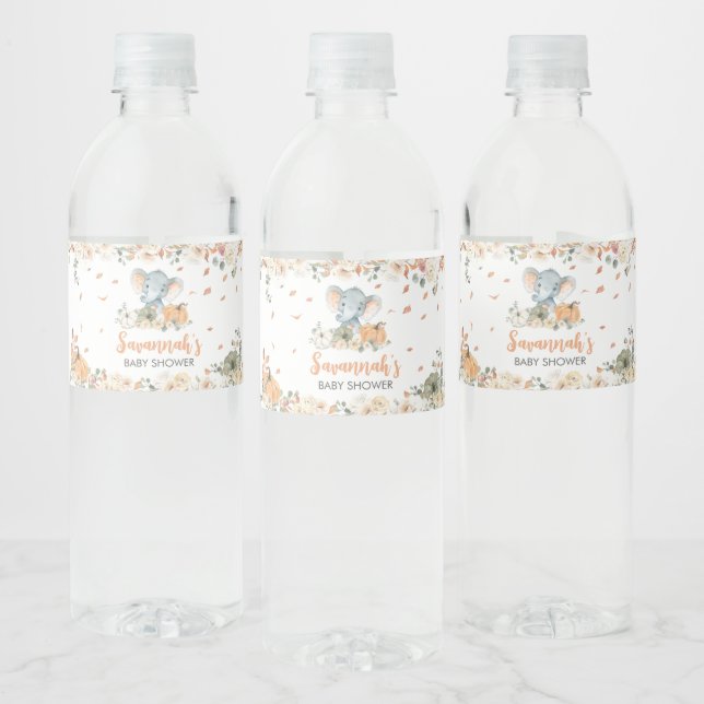 Little Peanut Elephant Baby Shower  Water Bottle Label (Bottles)