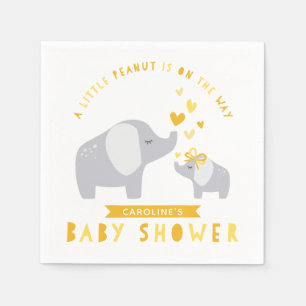 Little Peanut Elephant   Baby Shower   Yellow Napkin