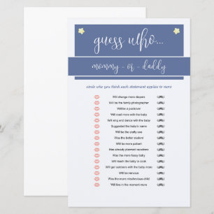 Little Peanut Elephant Boy Baby Shower Game Blue