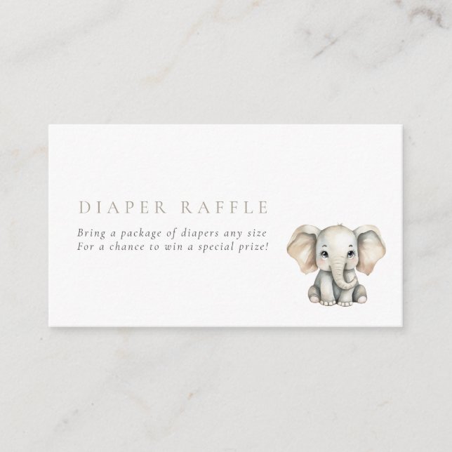 Little Peanut  Elephant Diaper Raffle Enclosure Card (Front)