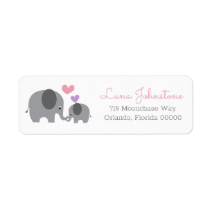 Little Peanut Elephant Mummy & Baby Return Address